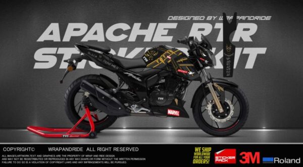 Tvs Apache Rtr 160 0 4v Black Panther Edition Full Body Wrap Decal Sticker Wrapandride